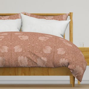 Antique Blush Floral Bedding - Pimpernel by peacoquettedesigns - William Morris Cotton Sateen Duvet Cover OR Pillow Shams by Spoonflower