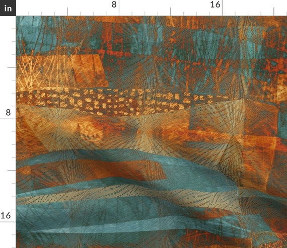Color Blocking Throw Blanket Copper Teal Abstract by Wren leyland Landscape Abstract Turquoise Throw Blanket With Spoonflower Fabric Etsy Canada