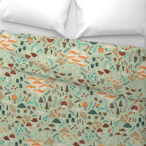 Whimsical Forest Bedding - Mushroom Foraging by yuanxu - Woodland Mushrooms Cotton Sateen Duvet Cover OR Pillow Shams by Spoonflower image 4