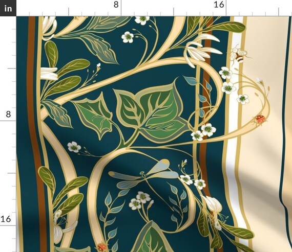 Jugendstil Vorhang Panel - Englischer Efeu Modern Damast Botanischer Garten  Vorhang Panel - Kniglicher Garten Streifen by Southwind - - Etsy sterreich