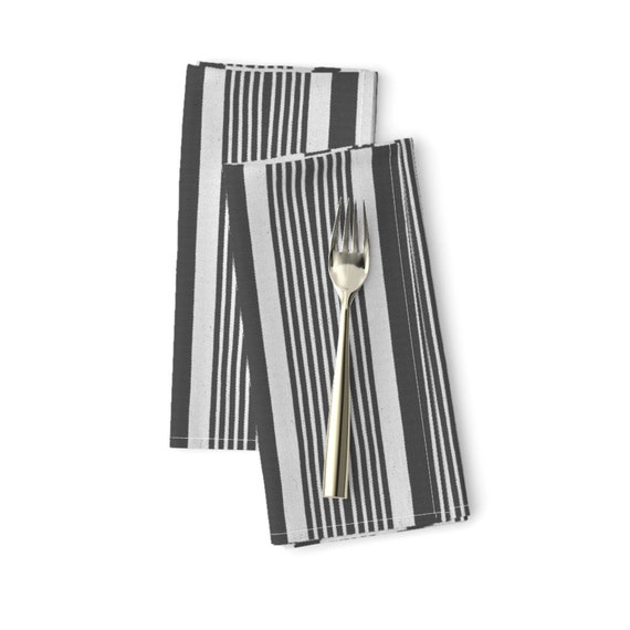 French Stripes Modern Farmhouse Red Cotton Dinner Napkins by Roostery Set of 2