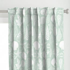 Mint Coastal Panel Panel - Coastal Treasures von kimsa - Seashells Nautical Sage Green Neutral Calm Custom Panel von Spoonflower