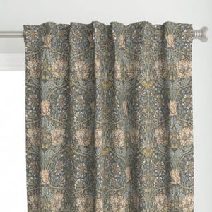 Arts And Crafts Curtain Panel - Morris Neutral by peacoquettedesigns - English Garden Honeysuckle Custom Curtain Panel by Spoonflower