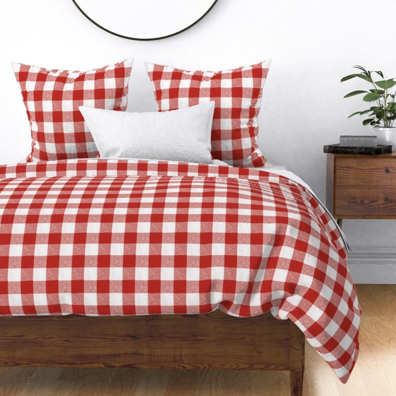 Red Gingham Duvet Cover Buffalo Check Picnic Red by Etsy