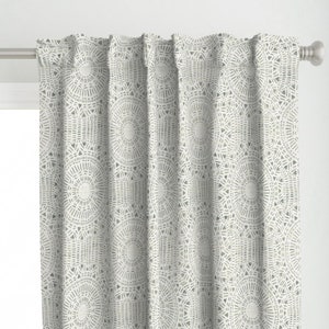 Rustic Boho Curtain Panel - Mandala  by scarlet_soleil - Abstract Gray Neutral Bohemian Woven Look Custom Curtain Panel by Spoonflower