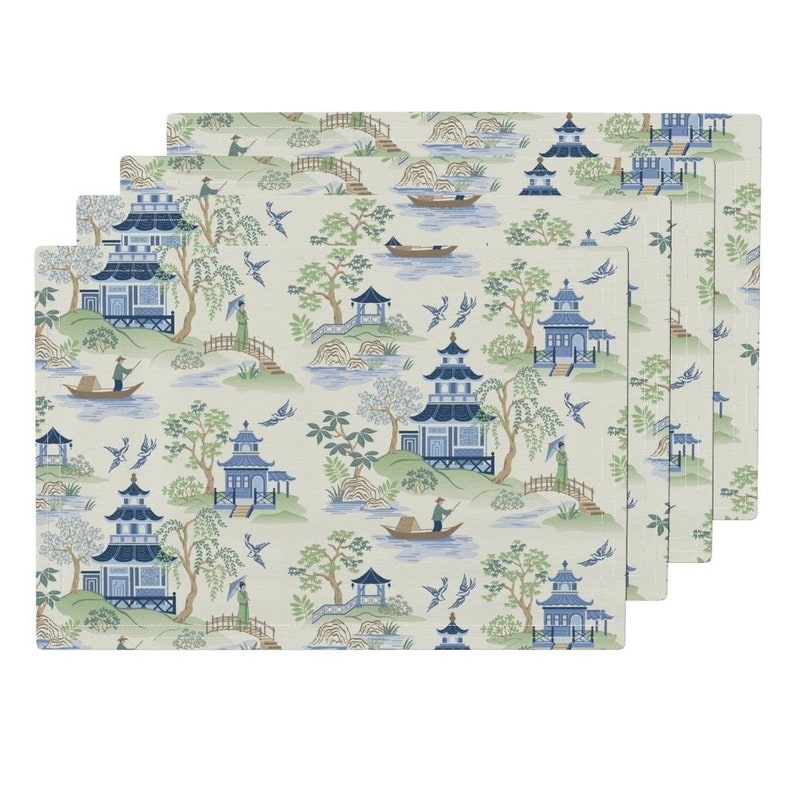 Chinoiserie Placemats Set of 4 - Chinoiserie by barbarapixton Nature Walk Cloth Placemats by Spoonflower
