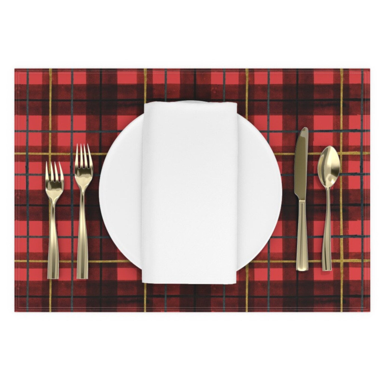 Plaid Placemats Set of 2 Red Tartan by crystal_walen Etsy