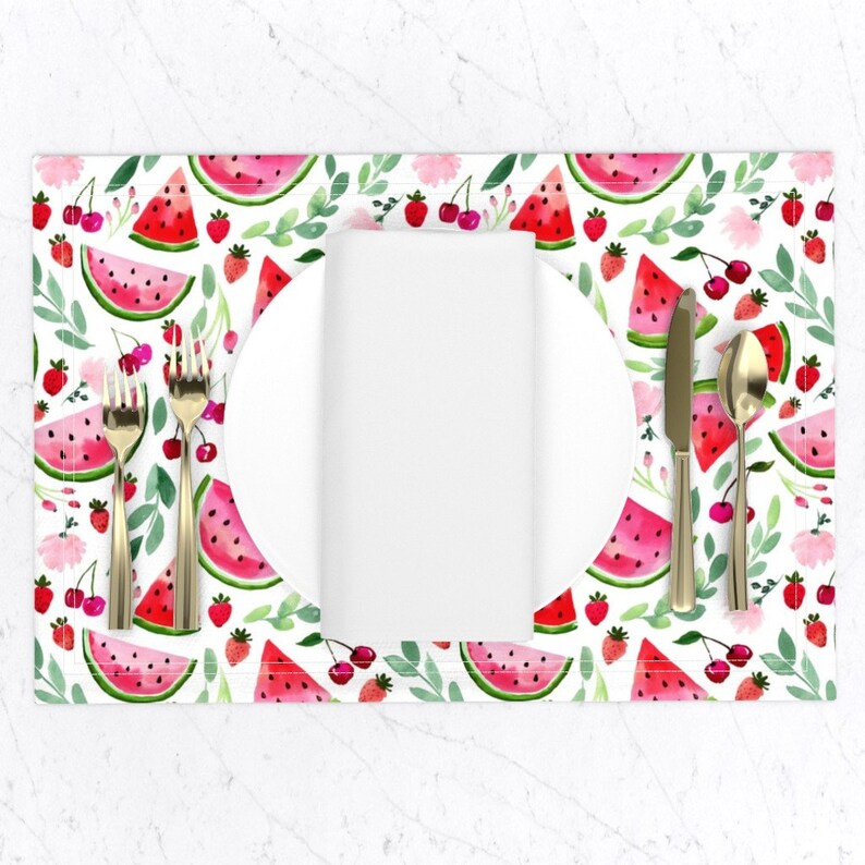 Summer Placemats set of 2 Watermelon Berry by Etsy