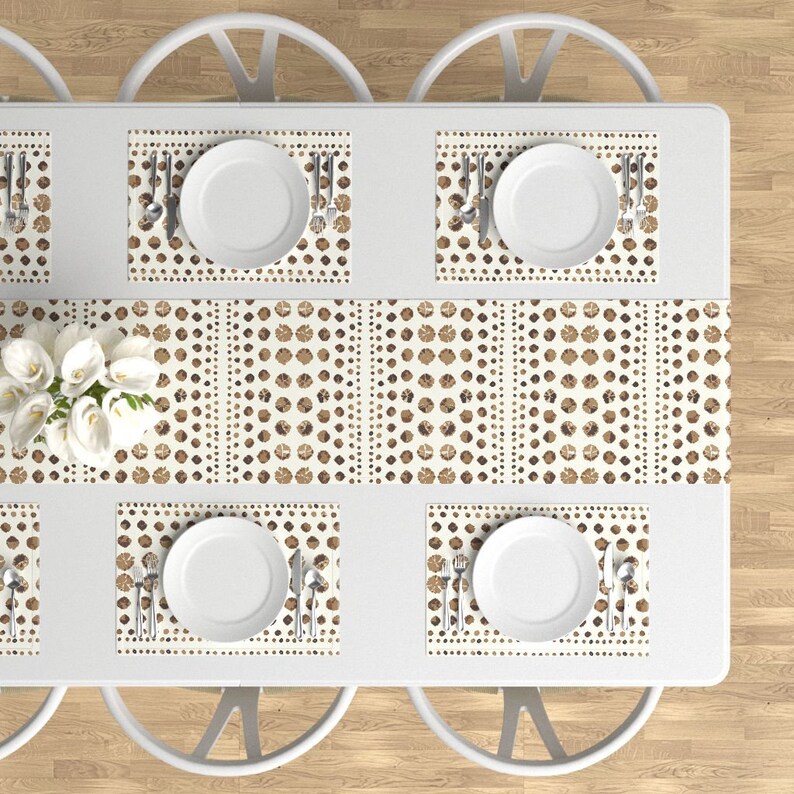 Set of 4 Boho Placemats - Shibori Abstract On Brownstone by barbaramarrs Bohemian Cloth Placemats by Spoonflower