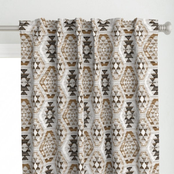 Neutral Kilim Curtain Panel - Woven Textured Kilim by micklyn - Geometric Woven Look Tribal Bohemian Custom Curtain Panel by Spoonflower