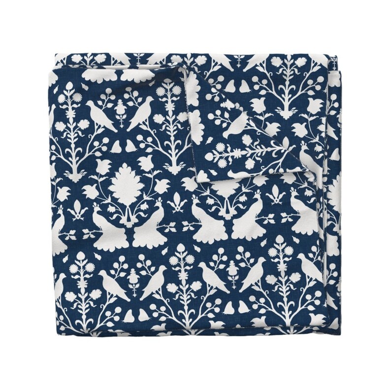 Vintage French Duvet Cover Blue Damask by Etsy
