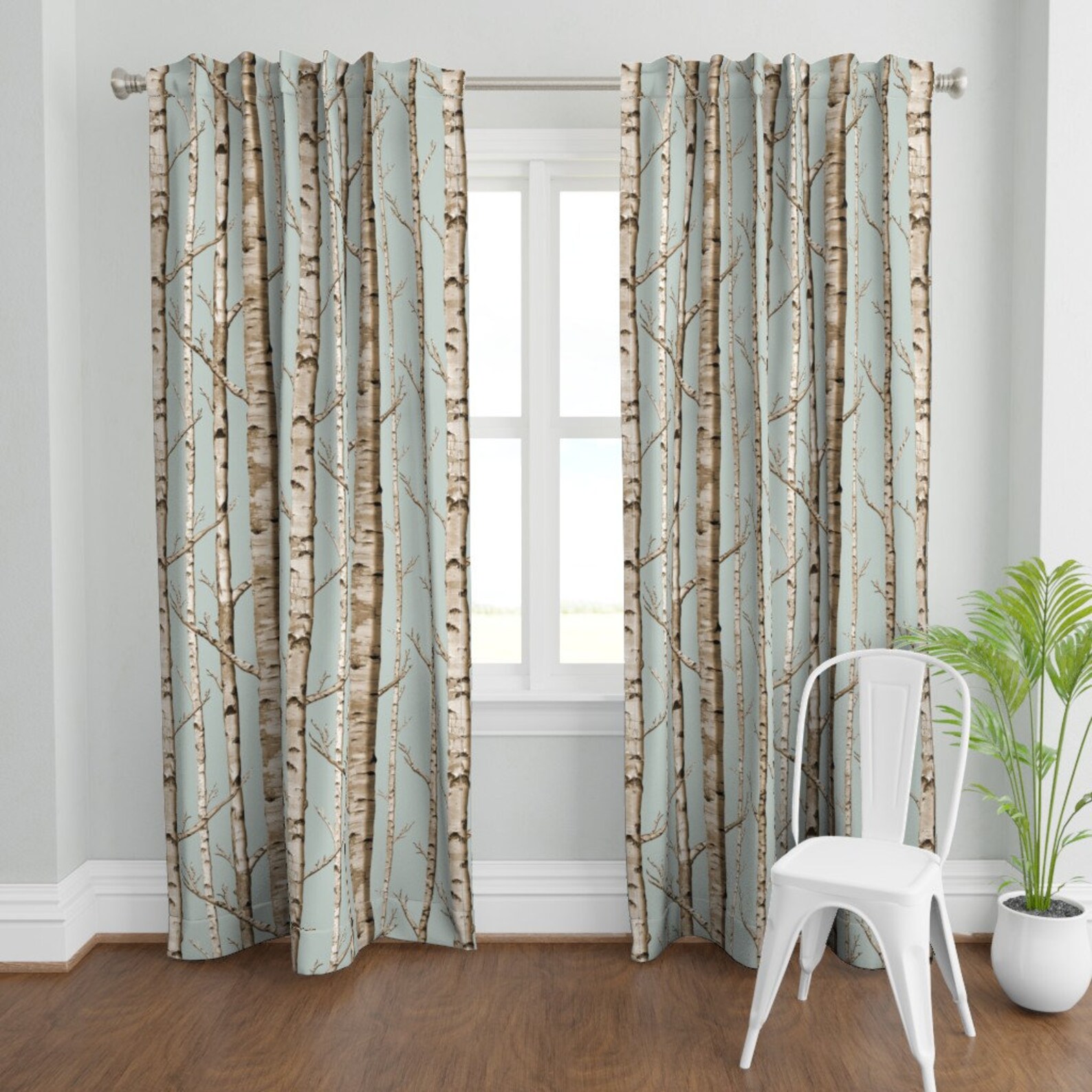 Rustic Trees Curtain Panel - Birch Grove Birch Forest Trees Custom ...