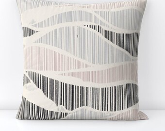 Abstract Mountain Throw Pillow - Calming Landscape  Tranquil Abstract Decorative Square Throw Pillow - Abstract Landscape by turbokasia