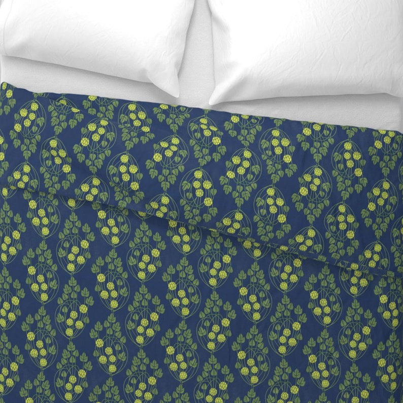 Vintage Duvet Cover Glasgow Hops Blue by Ghouk Victorian Etsy