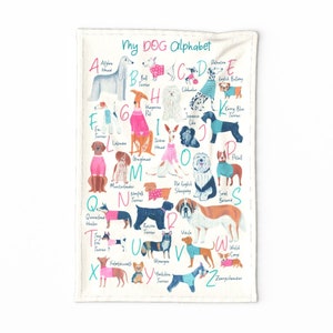 Pano de prato ABC - Alfabeto My Dog por grace_andersson - Pano de prato Alphabet Education Letters Hound Linen Cotton Canvas Pano de prato por Spoonflower