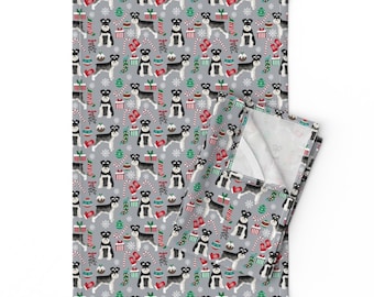 Christmas Tea Towels (Set of 2) - Schnauzer Christmas by petfriendly - Schnauzer Dog Puppy Dog Lover Linen Cotton Tea Towels by Spoonflower