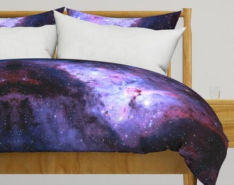 Dragon & Galaxy Twin Duvet Cover Set - Purple Starry Sky Bedding With Pillowcase For Kids Room