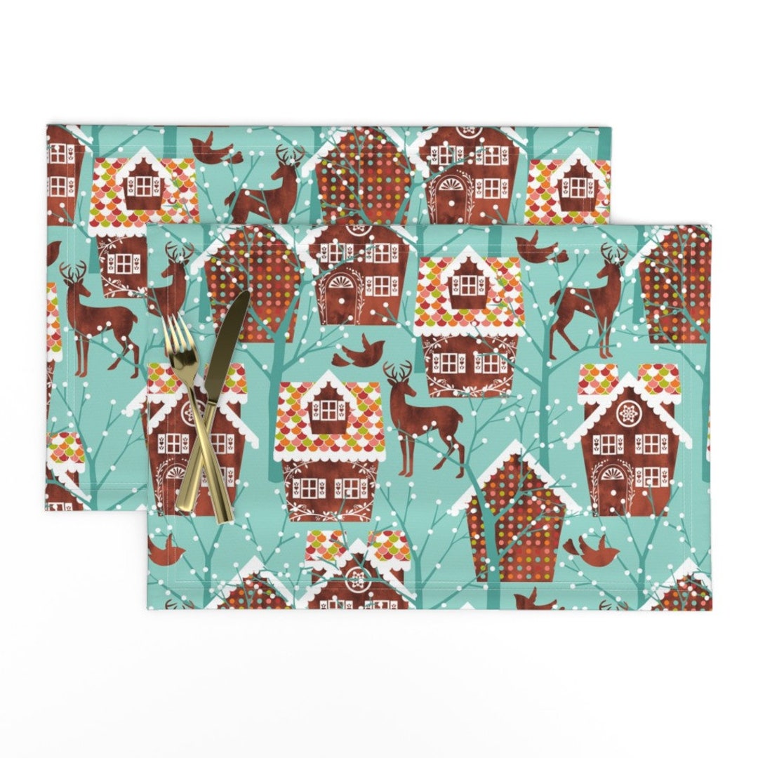 Gingerbread House Placemats set of 2 Gingerbread Houses by Etsy