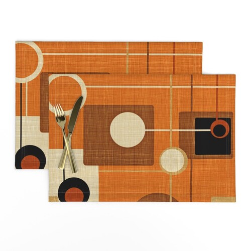 Mid Century Modern Placemats set of 2 Orbs and Squares by Etsy