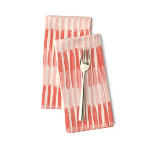 Coral Stripes Dinner Napkins (Set of 2) - Coral Stripes by juliaschumacher - Painterly Blush Blush And Coral Cloth Napkins by Spoonflower