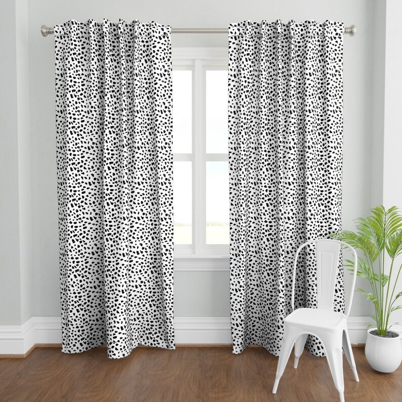 Dots Curtain Panel Black White Dalmatian Spots by Etsy
