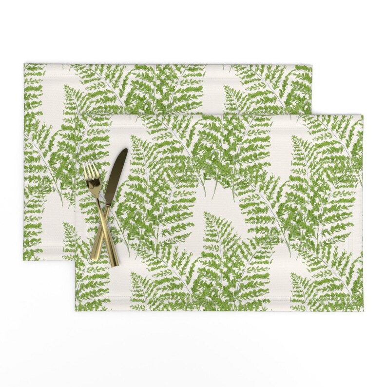 Painterly Ferns Placemats set of 2 Feathery Ferns on Ivory Etsy