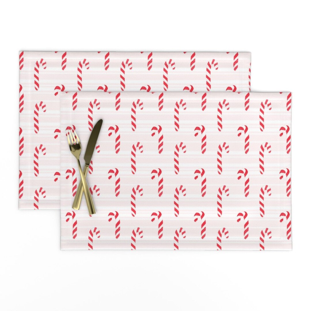 Christmas Candy Cane Placemats set of 2 Candy Cane Stripes by Mintpeony