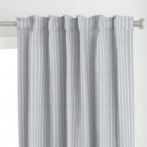 French Blue Stripes Curtain Panel - Vintage Stripes by onesweetorange - French Rustic Shabby Chic Custom Curtain Panel by Spoonflower