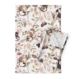 Chinoiserie Tea Towels (Set of 2) - Chinoiserie Flowers by utart - Whimsical Antique Rococo Umbrella Linen Cotton Tea Towels by Spoonflower