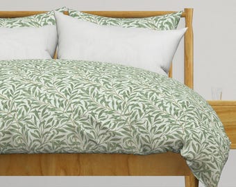 Ropa de cama Willow Bough - William Morris por peacoquettedesigns - Funda de edredón o fundas de almohada de satén de algodón William Morris por Spoonflower