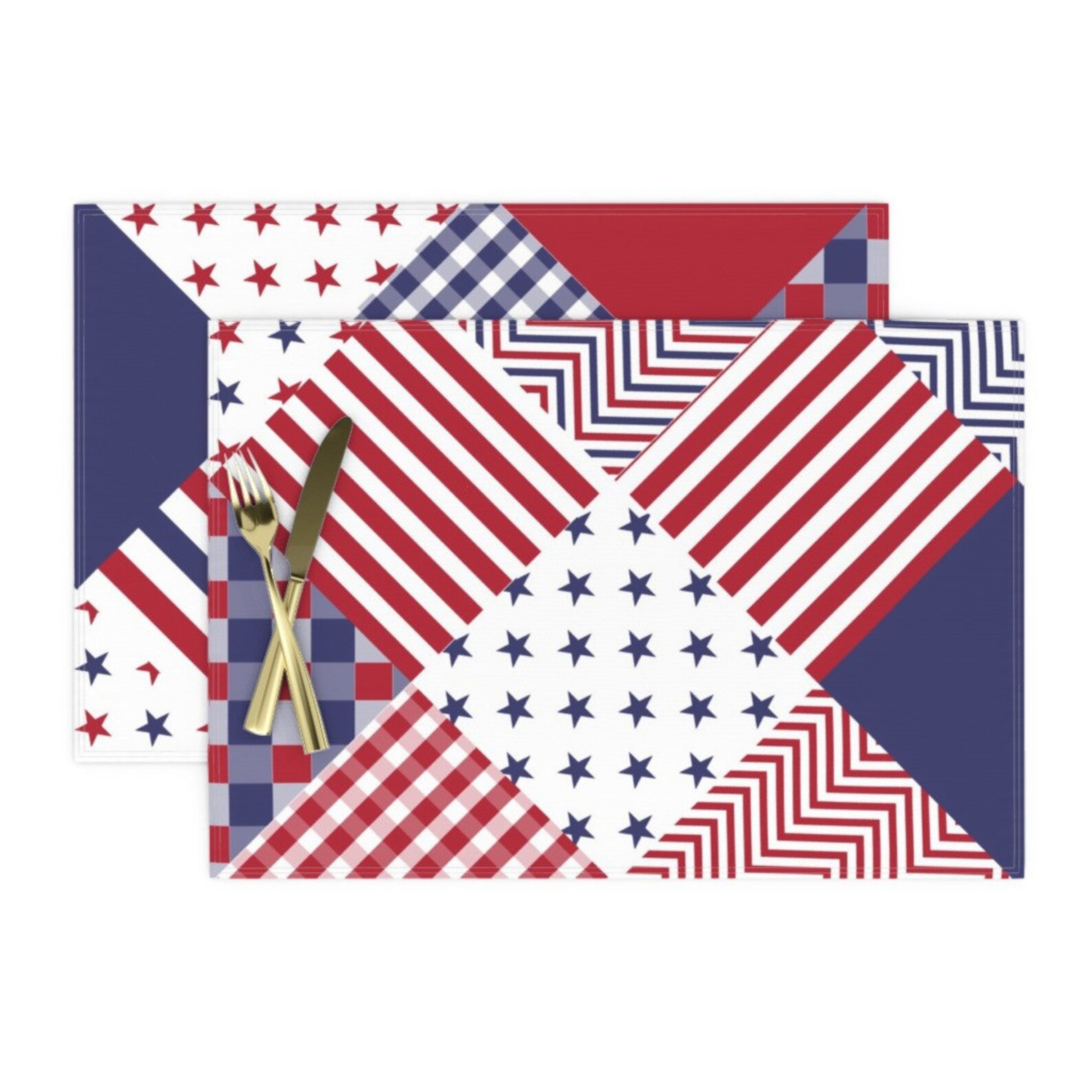 American Flag Placemats Set of 2 Usa Patchwork Red White & Etsy