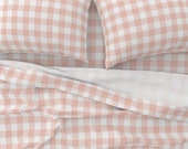 Pink Check Sheets - Blush Buffalo Check Gingham by sugarfresh - Light Pink Pastel Gingham Cotton Sateen Sheet Set Bedding by Spoonflower