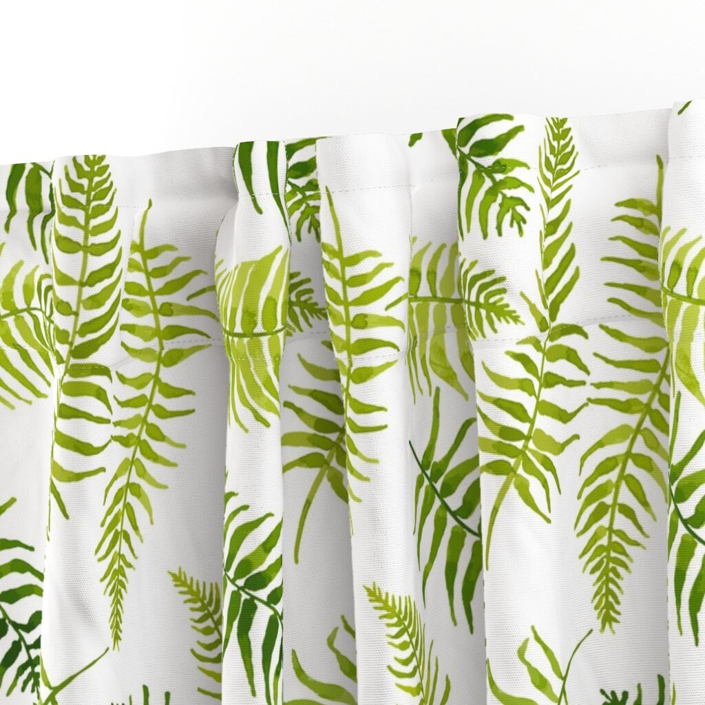 Curtain Panel Pattern Green Curtain Panel - Fern Pattern Tropical Print Green Leaf Pattern ...