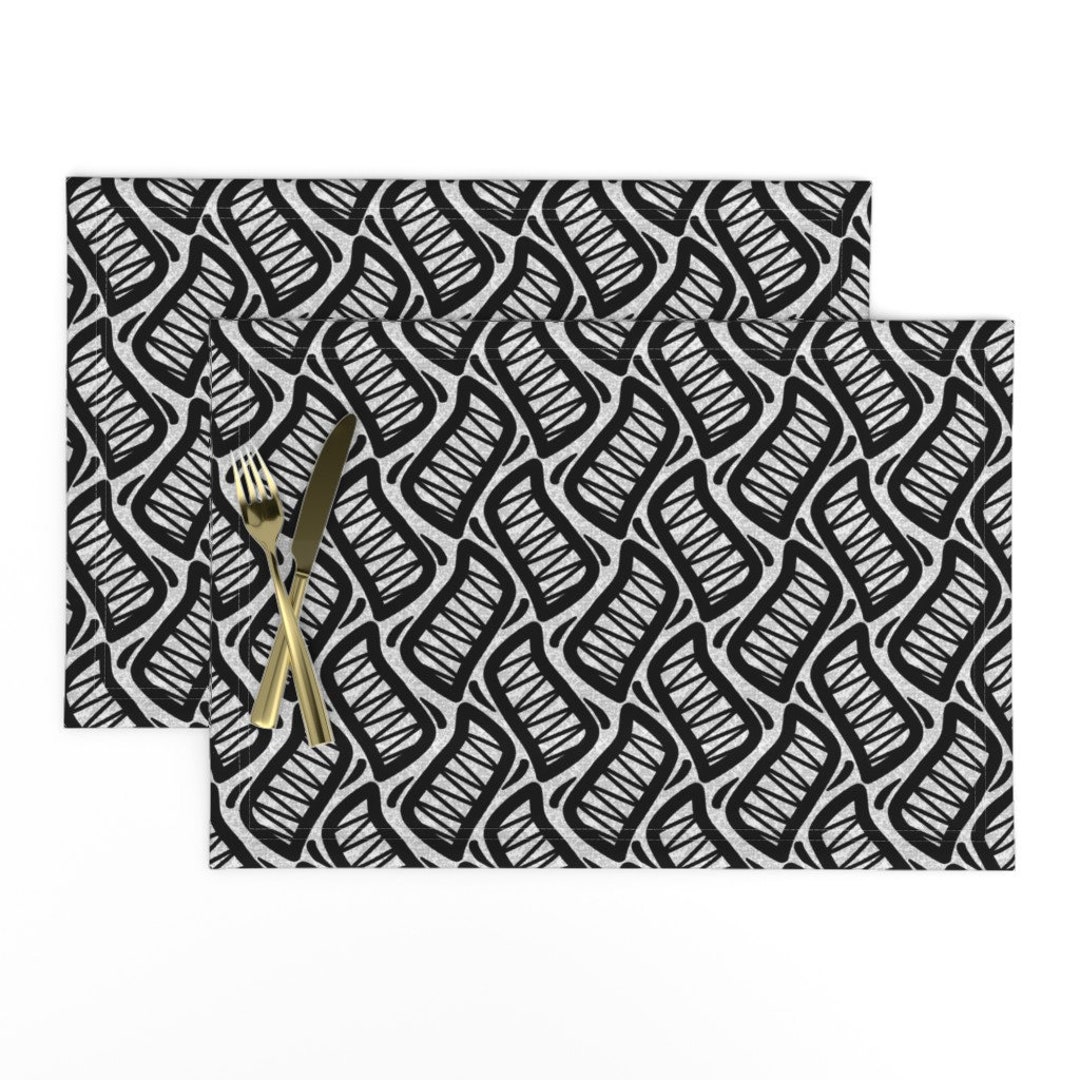 Black and White Placemats set of 2 Basket Weave by Cardwellandink