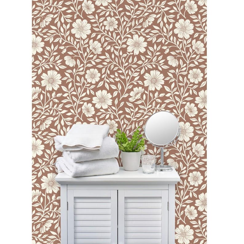 Rustic Farmhouse Non-Pasted Wallpaper Floral Cottagecore Cabincore - Cabincore Floral by little_forest_atelier Wallpaper by Spoonflower image 8