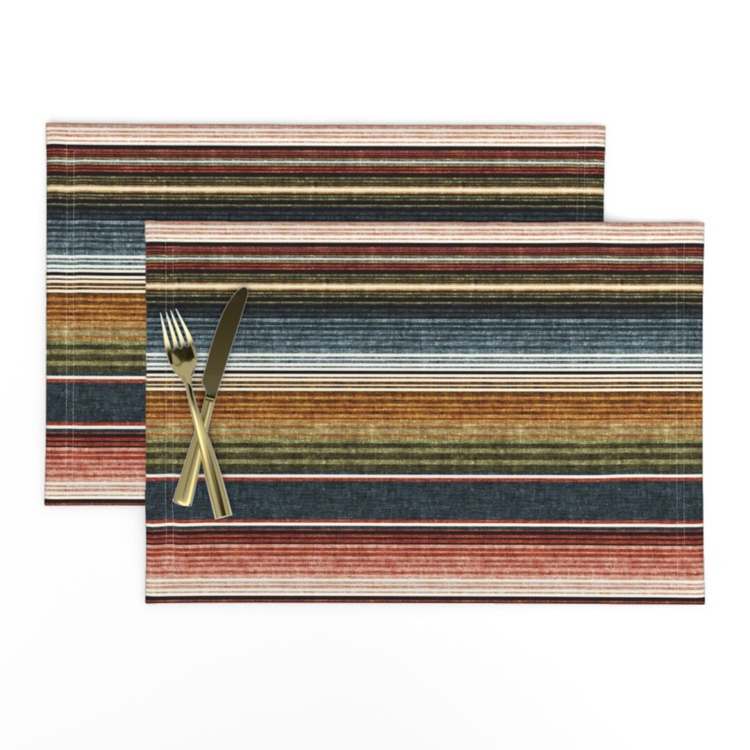 Southwest Desert Placemats set of 2 Serape Stripe by Littlearrowdesign