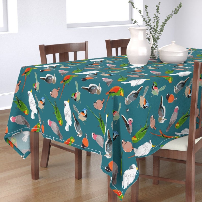 Birds Tablecloth A Pair of Parrots Among Friends by Etsy