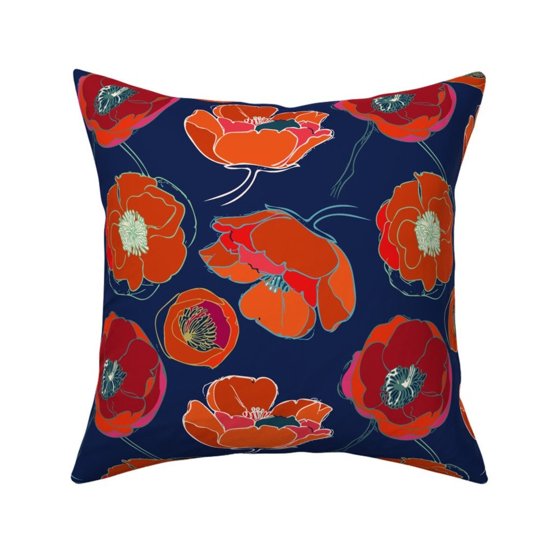 Poppy Throw Pillow California Poppies by Limezinniasdesign Etsy