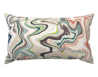 Modern Accent Pillow - Marbled Marbles by enariyoshi - Geology Inspired Geode Pastel Abstract  Rectangle Lumbar Throw Pillow by Spoonflower