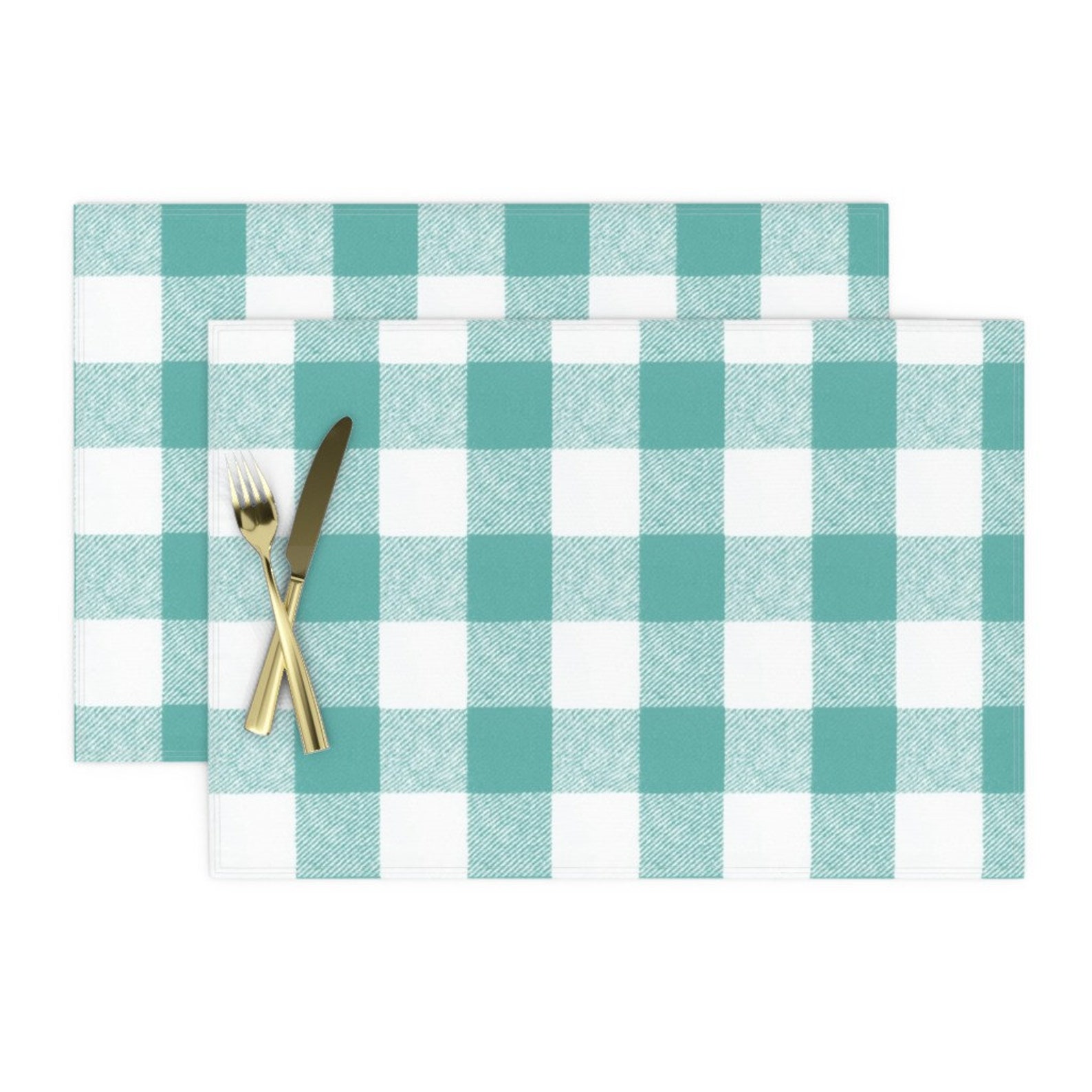 Blue And White Placemats Set of 2 Buffalo Check In Aqua by Etsy