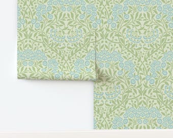 Floral Non-Pasted Wallpaper Botanical Victorian Spring Garden - William Morris Woodblock by chantal_pare Wallpaper by Spoonflower