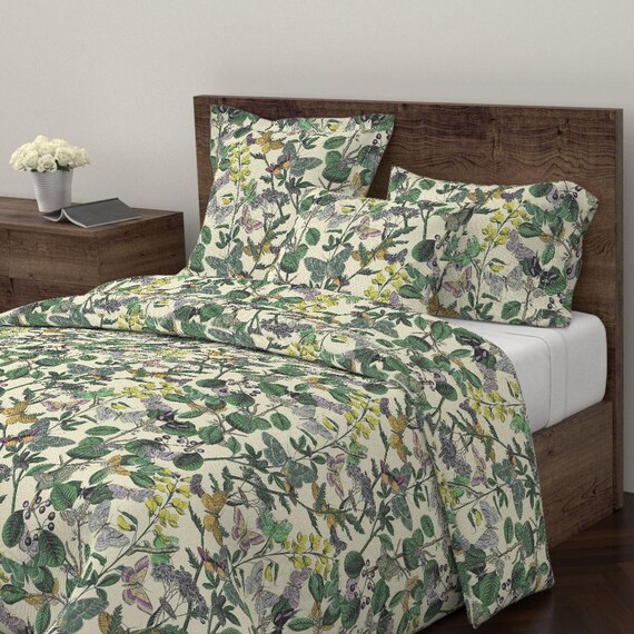 Botanical Duvet Cover Springtime In The Butterflies By Etsy