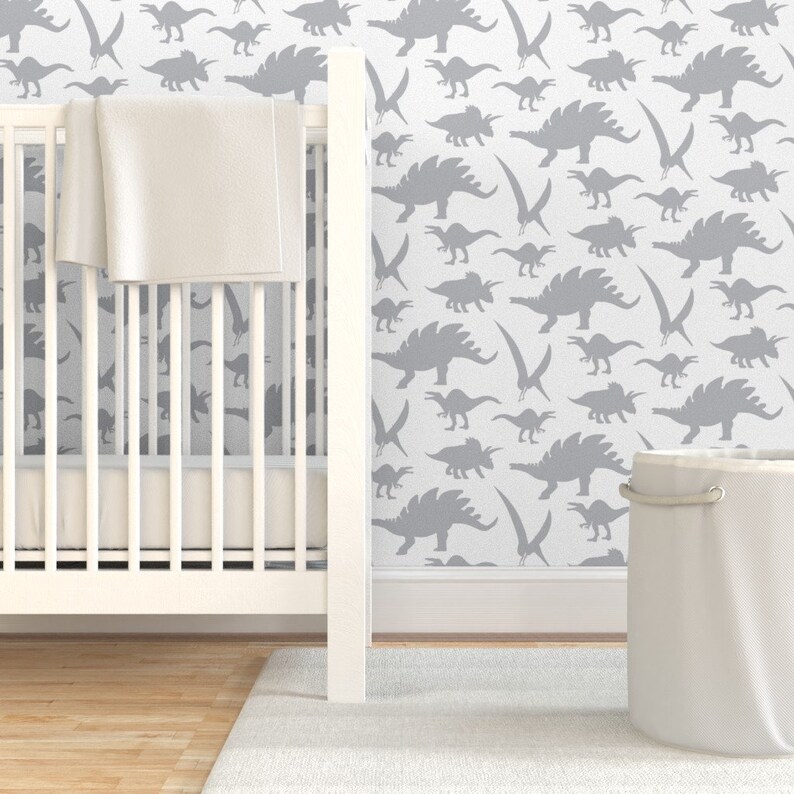 Animal Wallpaper Gray Dinosaur by Misschiffdesigns Gray Etsy