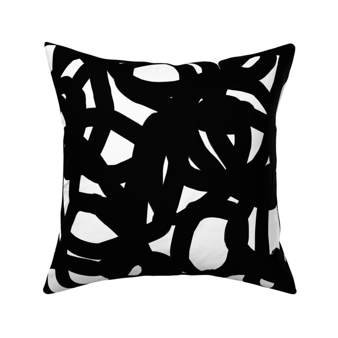 Modern Throw Pillow Freestyle Black and White by Domesticate - Etsy