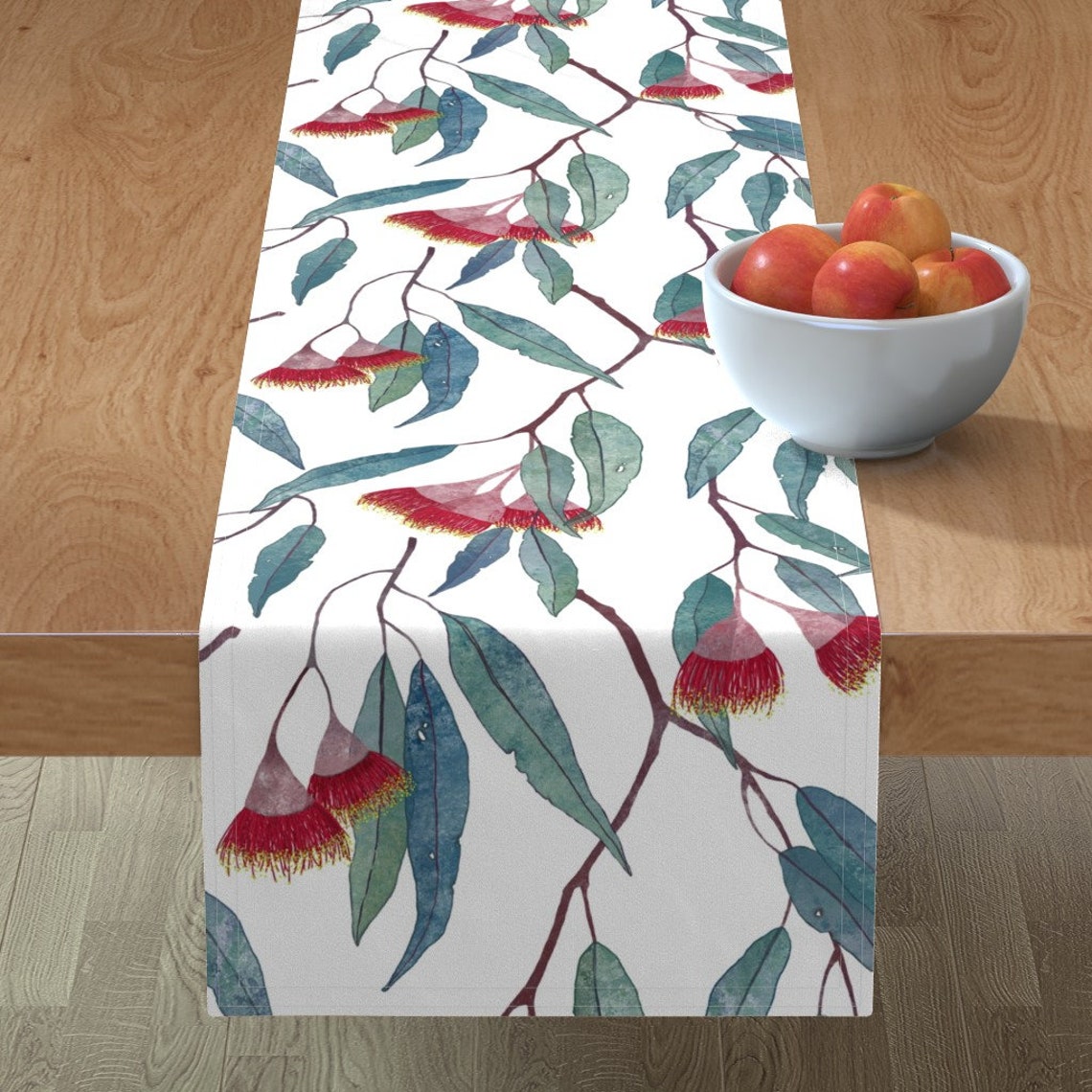 Eucalyptus Table Runner Eucalyptus Leaves And Flowers by Etsy