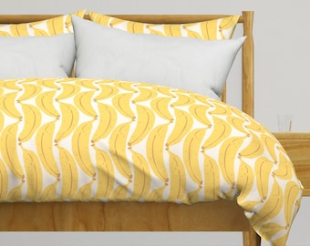 Illustrated Banana Bedding - Banana by nadja_petremand - Tropical Fruit  Cotton Sateen Duvet Cover OR Pillow Shams by Spoonflower