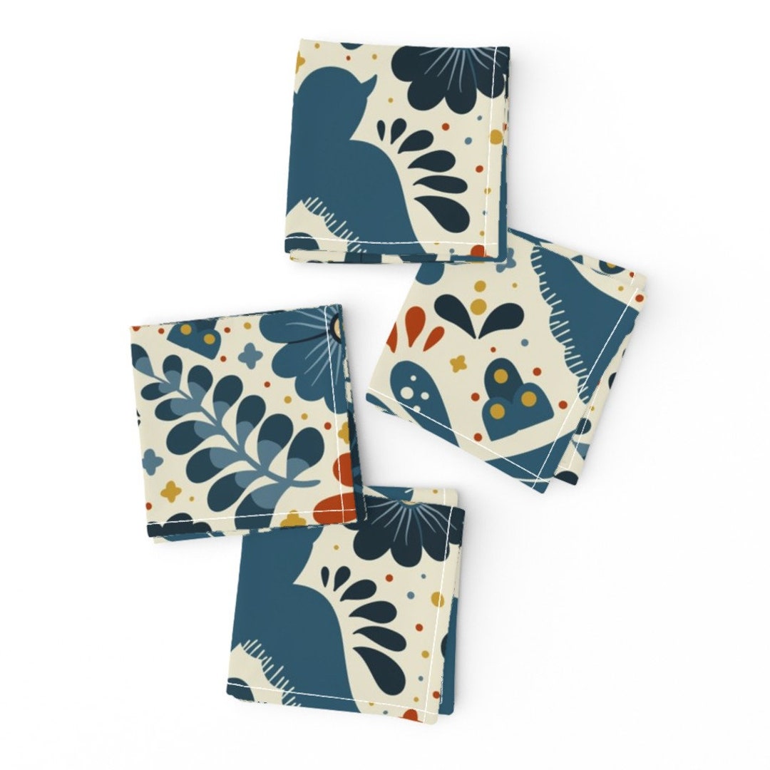 Spanish Style Cocktail Napkins set of 4 Talavera on Cream Etsy