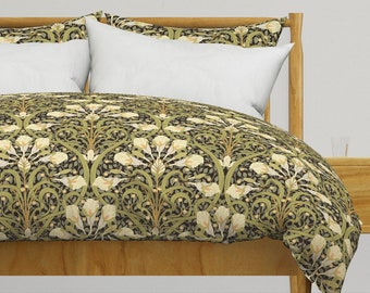 Art Nouveau Bedding - Floral Lilies by geetanjali_behera - William Morris Style Cotton Sateen Duvet Cover OR Pillow Shams by Spoonflower