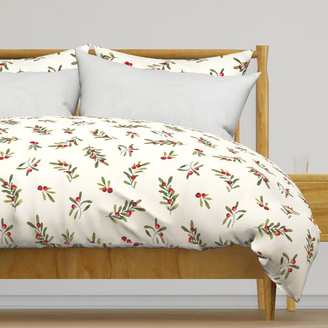 White Holly Bedding Christmas Holly by Cateandrainn Holiday Holly