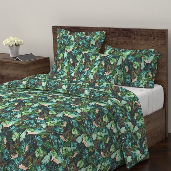 Palm Duvet Cover Tropical Dark By Crystal Walen Leaves Image 0